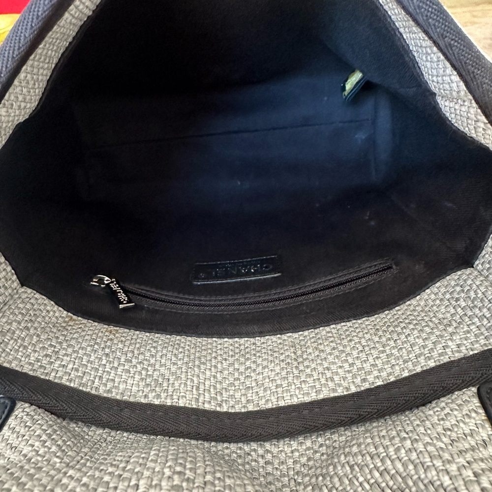 CHANEL COCOMARK Deauville Gray Canvas Crossbody with Black Trim and Chain Strap - Picture 6 of 12